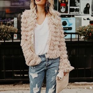 Womens Shaggy Faux Fur Jacket Coat - XL